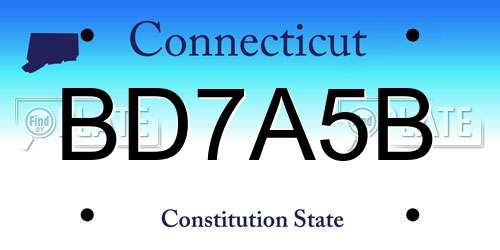 BD7A5B Connecticut License Plate