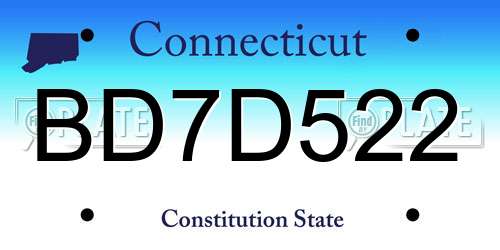 BD7D522 Connecticut License Plate