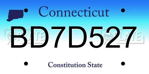 BD7D527 Connecticut License Plate