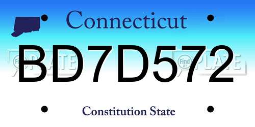 BD7D572 Connecticut License Plate
