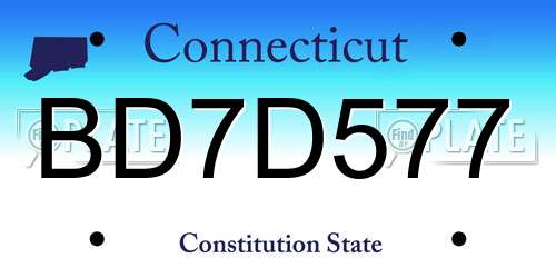 BD7D577 Connecticut License Plate