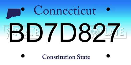BD7D827 Connecticut License Plate
