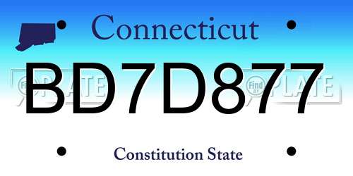 BD7D877 Connecticut License Plate