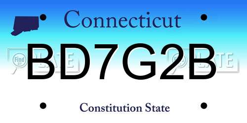 BD7G2B Connecticut License Plate