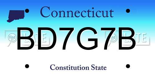 BD7G7B Connecticut License Plate