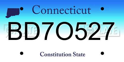 BD7O527 Connecticut License Plate