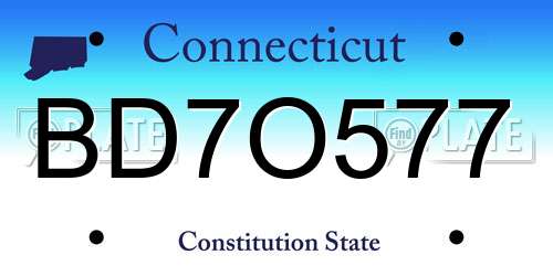 BD7O577 Connecticut License Plate