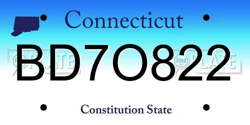 BD7O822 Connecticut License Plate