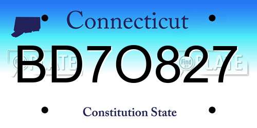 BD7O827 Connecticut License Plate