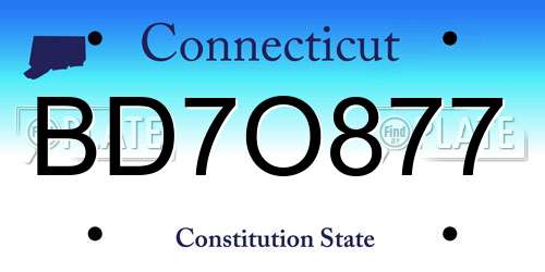BD7O877 Connecticut License Plate