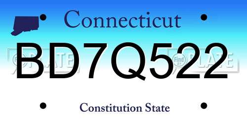 BD7Q522 Connecticut License Plate