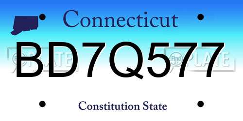 BD7Q577 Connecticut License Plate