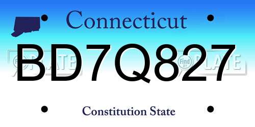 BD7Q827 Connecticut License Plate