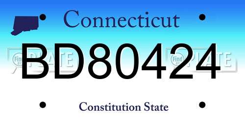 BD80424 Connecticut License Plate