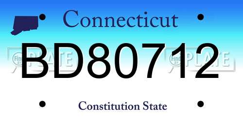 BD80712 Connecticut License Plate