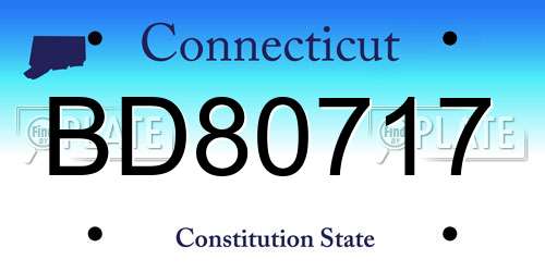BD80717 Connecticut License Plate