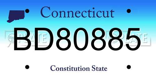 BD80885 Connecticut License Plate