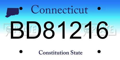 BD81216 Connecticut License Plate