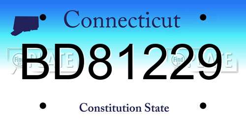 BD81229 Connecticut License Plate
