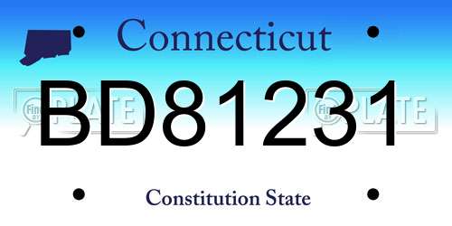 BD81231 Connecticut License Plate