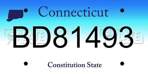 BD81493 Connecticut License Plate