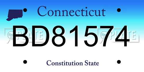 BD81574 Connecticut License Plate