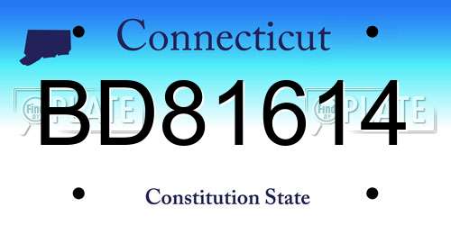 BD81614 Connecticut License Plate