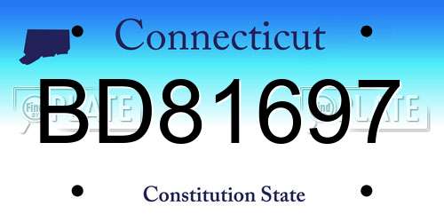 BD81697 Connecticut License Plate