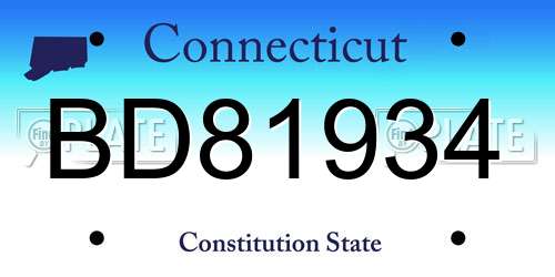 BD81934 Connecticut License Plate