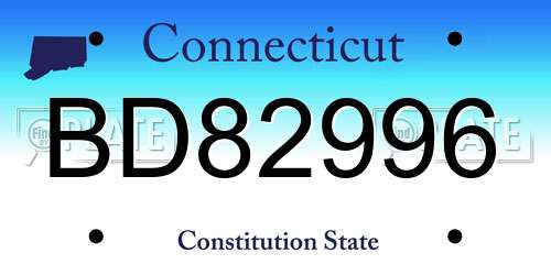 BD82996 Connecticut License Plate