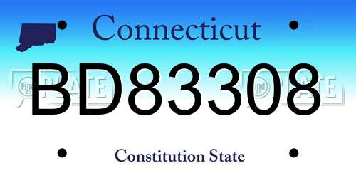 BD83308 Connecticut License Plate