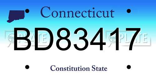 BD83417 Connecticut License Plate