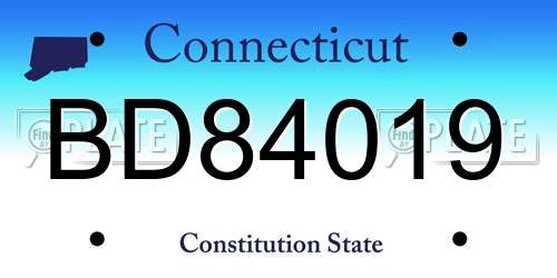 BD84019 Connecticut License Plate