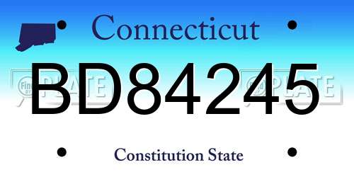 BD84245 Connecticut License Plate
