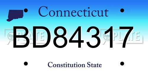 BD84317 Connecticut License Plate