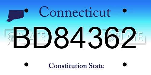 BD84362 Connecticut License Plate