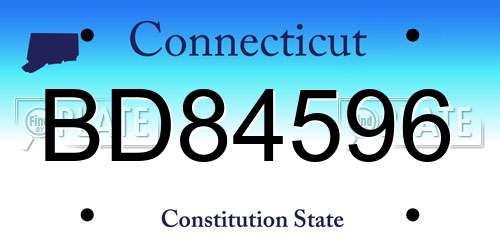 BD84596 Connecticut License Plate