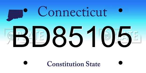 BD85105 Connecticut License Plate