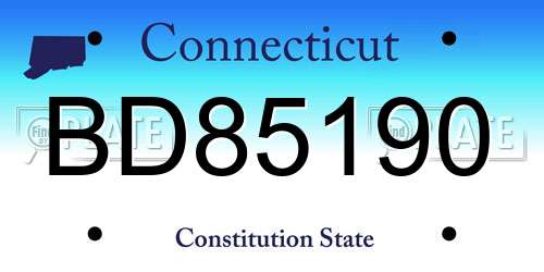 BD85190 Connecticut License Plate