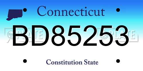 BD85253 Connecticut License Plate