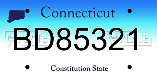 BD85321 Connecticut License Plate