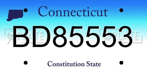 BD85553 Connecticut License Plate
