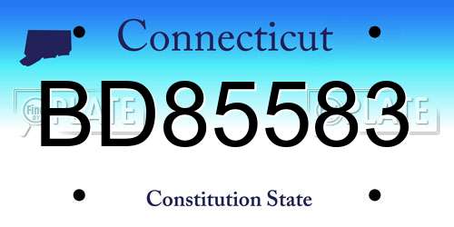 BD85583 Connecticut License Plate