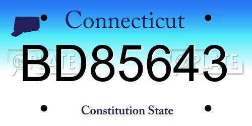 BD85643 Connecticut License Plate