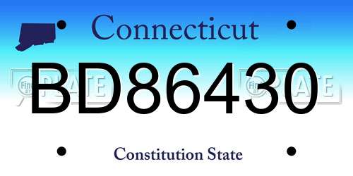 BD86430 Connecticut License Plate