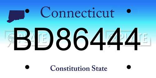BD86444 Connecticut License Plate