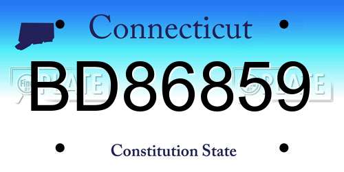 BD86859 Connecticut License Plate