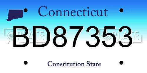 BD87353 Connecticut License Plate