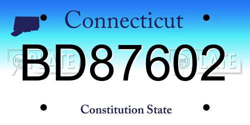 BD87602 Connecticut License Plate