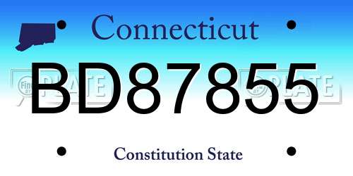 BD87855 Connecticut License Plate